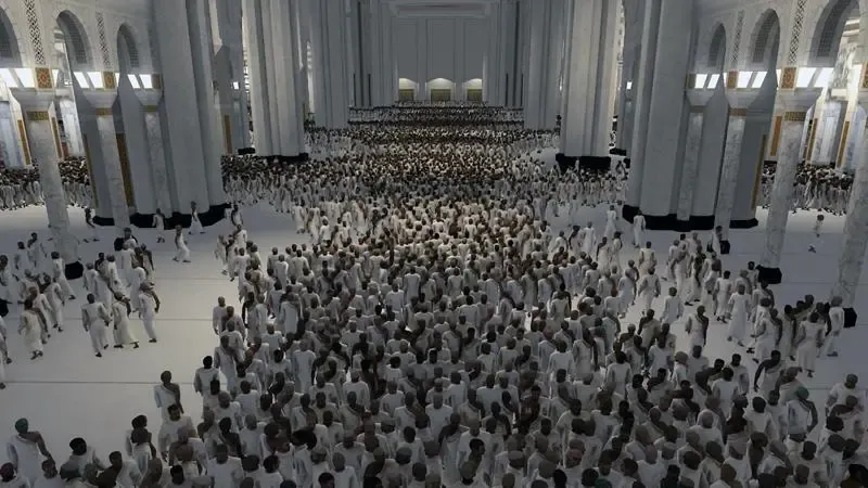 Crowd simulation showing thousands of simulated people in a fully 3D environment in real time.
